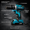 Taladro de Impacto MAX inalámbrico percutor + Maletin + 24 Accesorios + 2 Baterias 21V