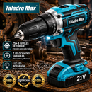 Taladro de Impacto MAX inalámbrico percutor + Maletin + 24 Accesorios + 2 Baterias 21V